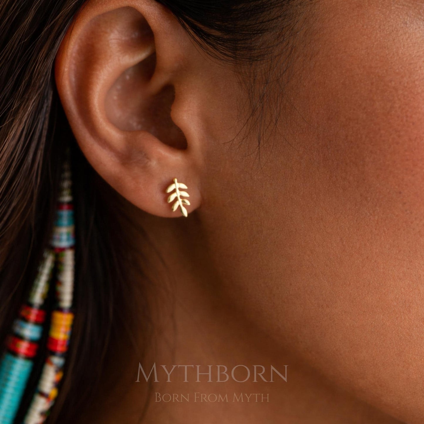 Olive Branch Stud Earrings with nature-inspired fine studs in 925 sterling silver