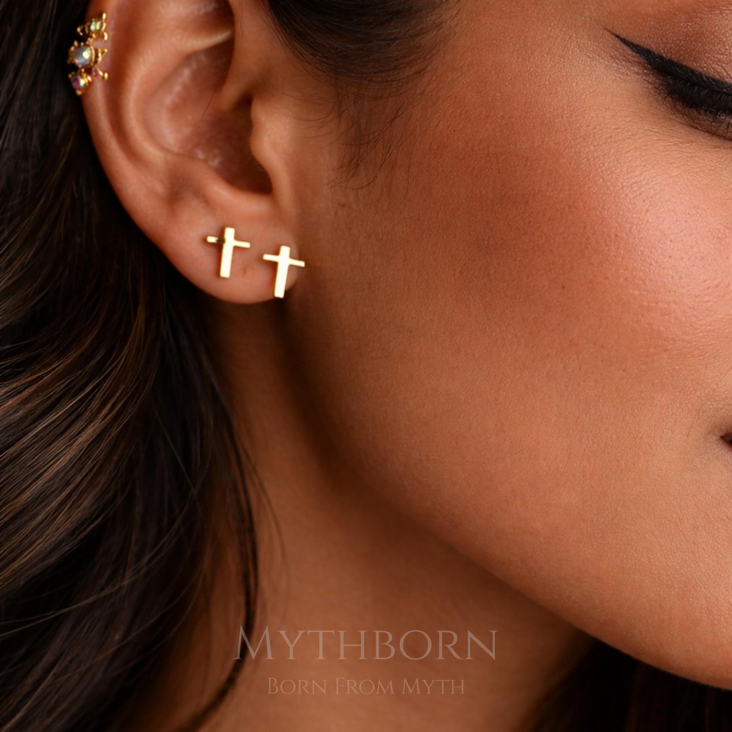 Ankh Stud Earrings with ancient wisdom design in 925 sterling silver