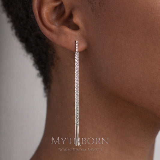 Dangle Chain Threader Earrings with modern fine design in 925 sterling silver