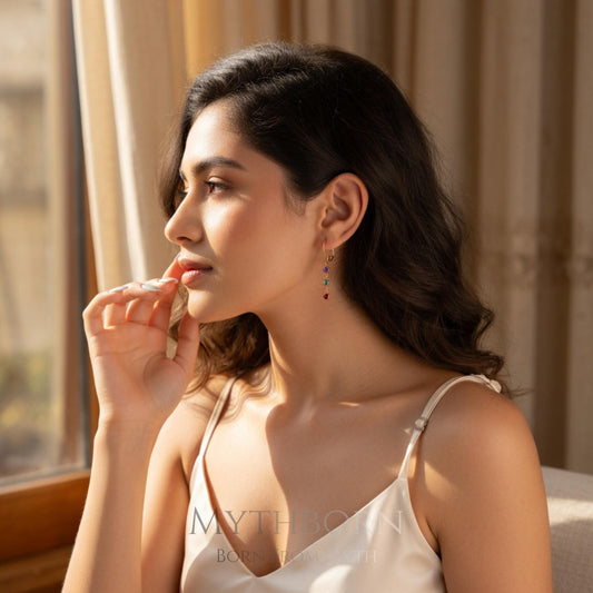 Dangle Birthstone Earrings • Multi Stone Drop Earrings • Personalized Family Earrings • Minimal Gold Earrings