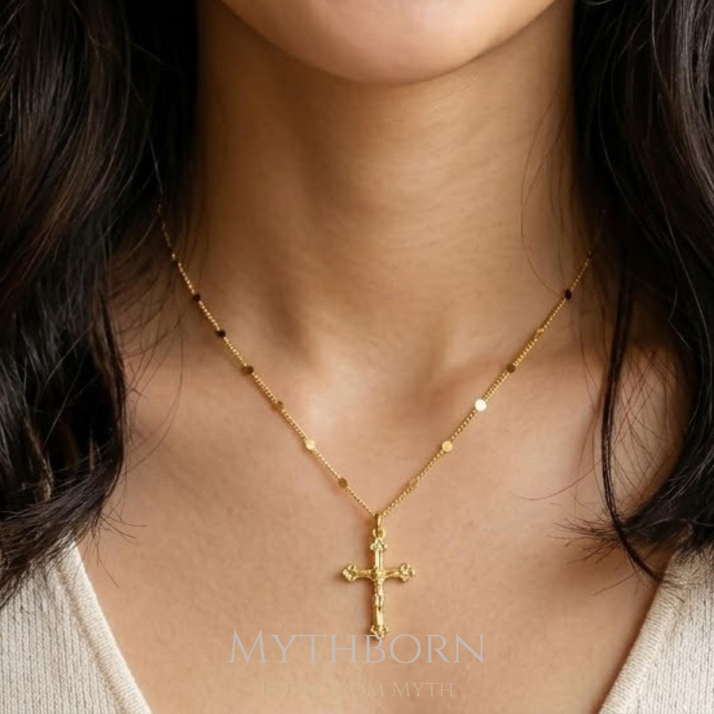 Crucifix Necklace with refined faith pendant in 925 sterling silver