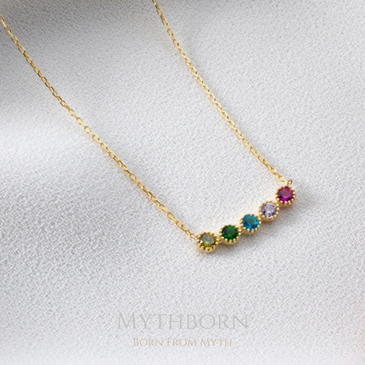 Personalized Birthstone Bar Necklace with custom family keepsake in 925 sterling silver