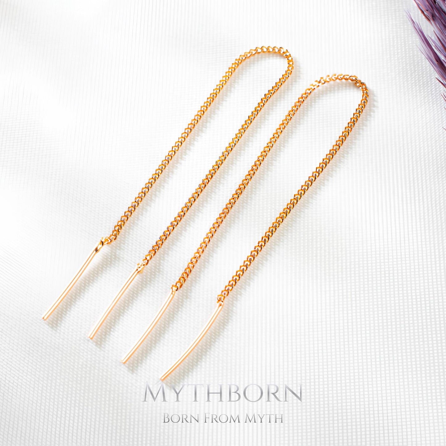 Dangle Chain Threader Earrings with modern fine design in 925 sterling silver