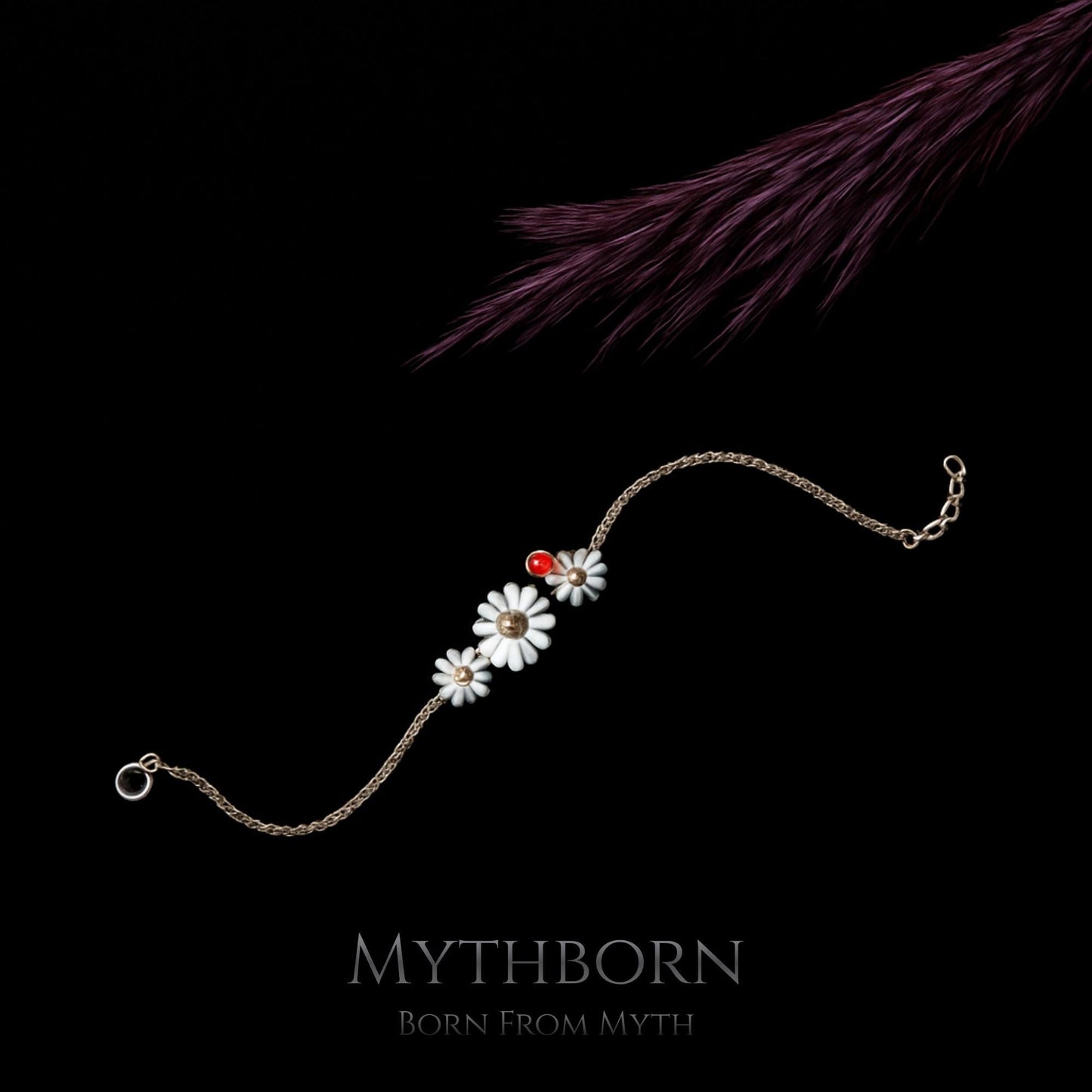 Personalized Daisy Birthstone Bracelet with floral keepsake in 925 sterling silver
