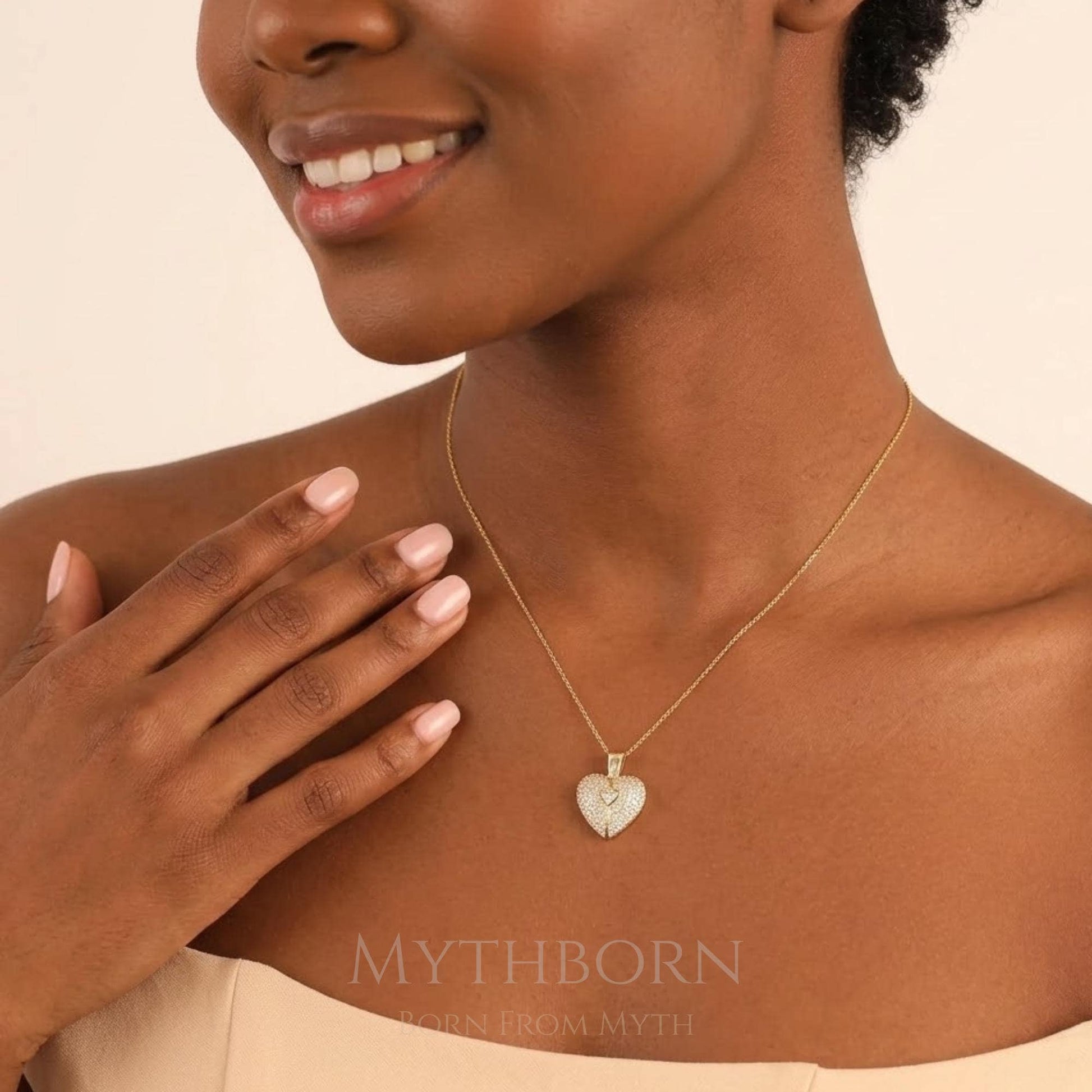 Personalized Heart Locket Necklace with hidden name keepsake in 925 sterling silver