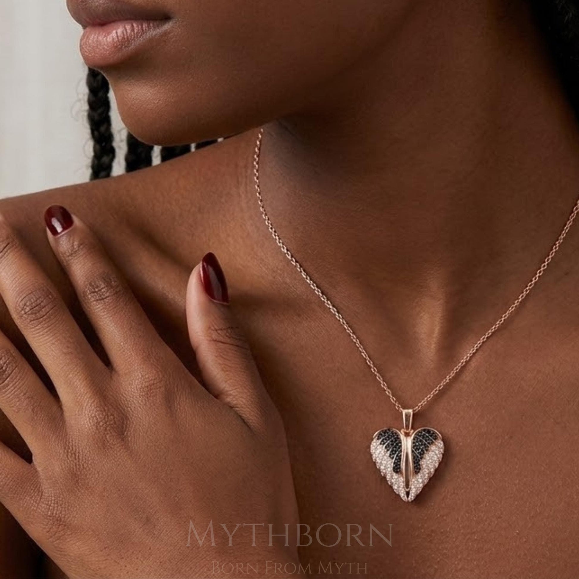 Personalized Angel Wing Locket Necklace with hidden name keepsake in 925 sterling silver