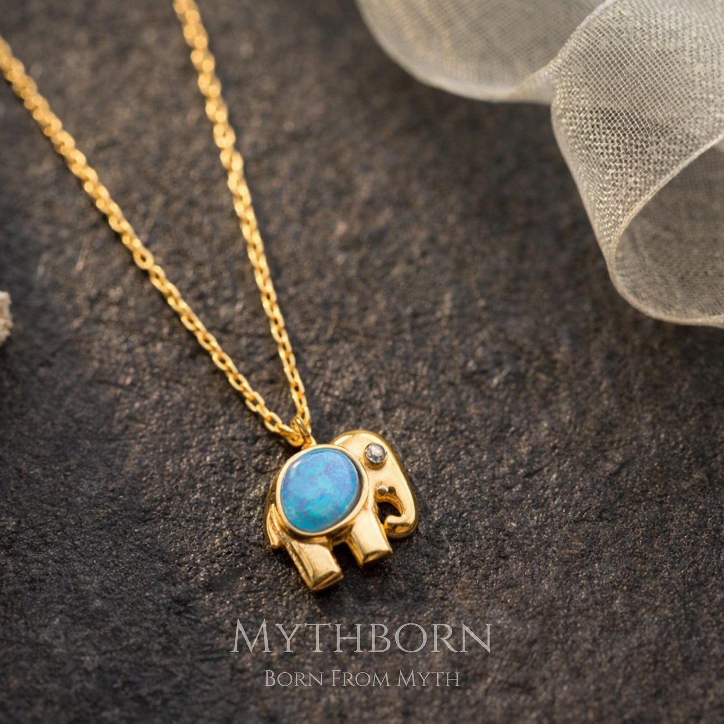 Opal Elephant Necklace with nature-inspired pendant in 925 sterling silver