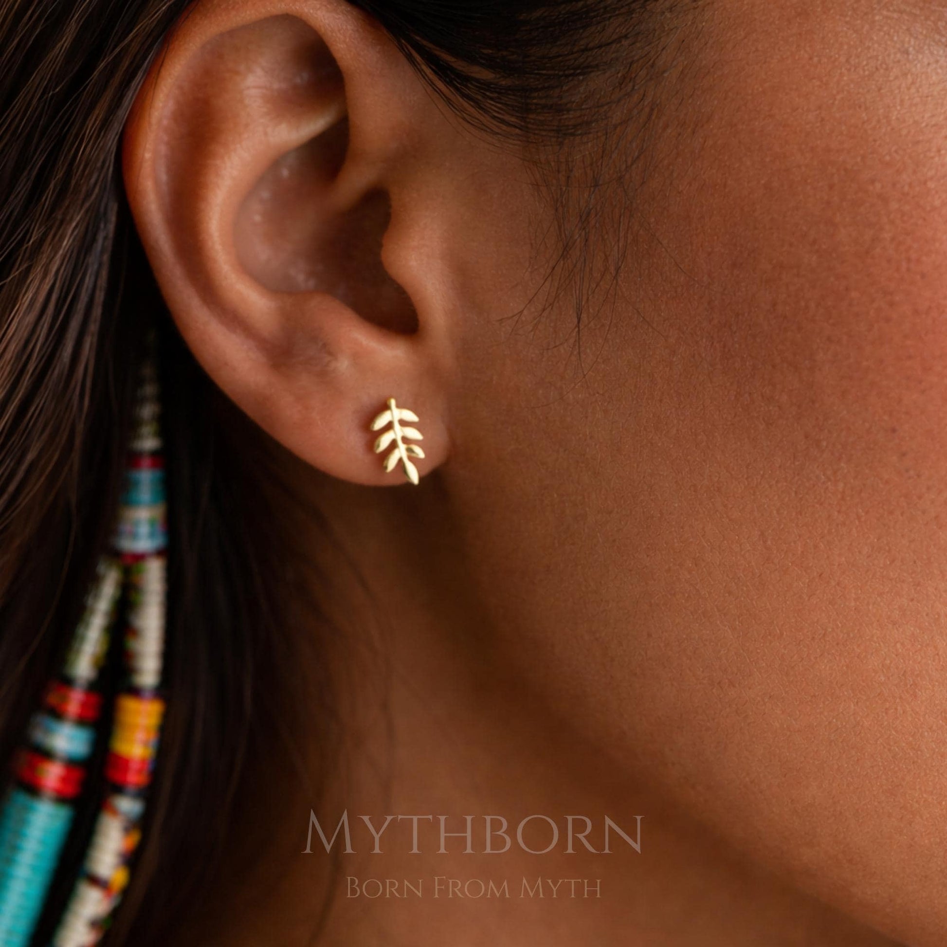 Olive Branch Stud Earrings with nature-inspired fine studs in 925 sterling silver