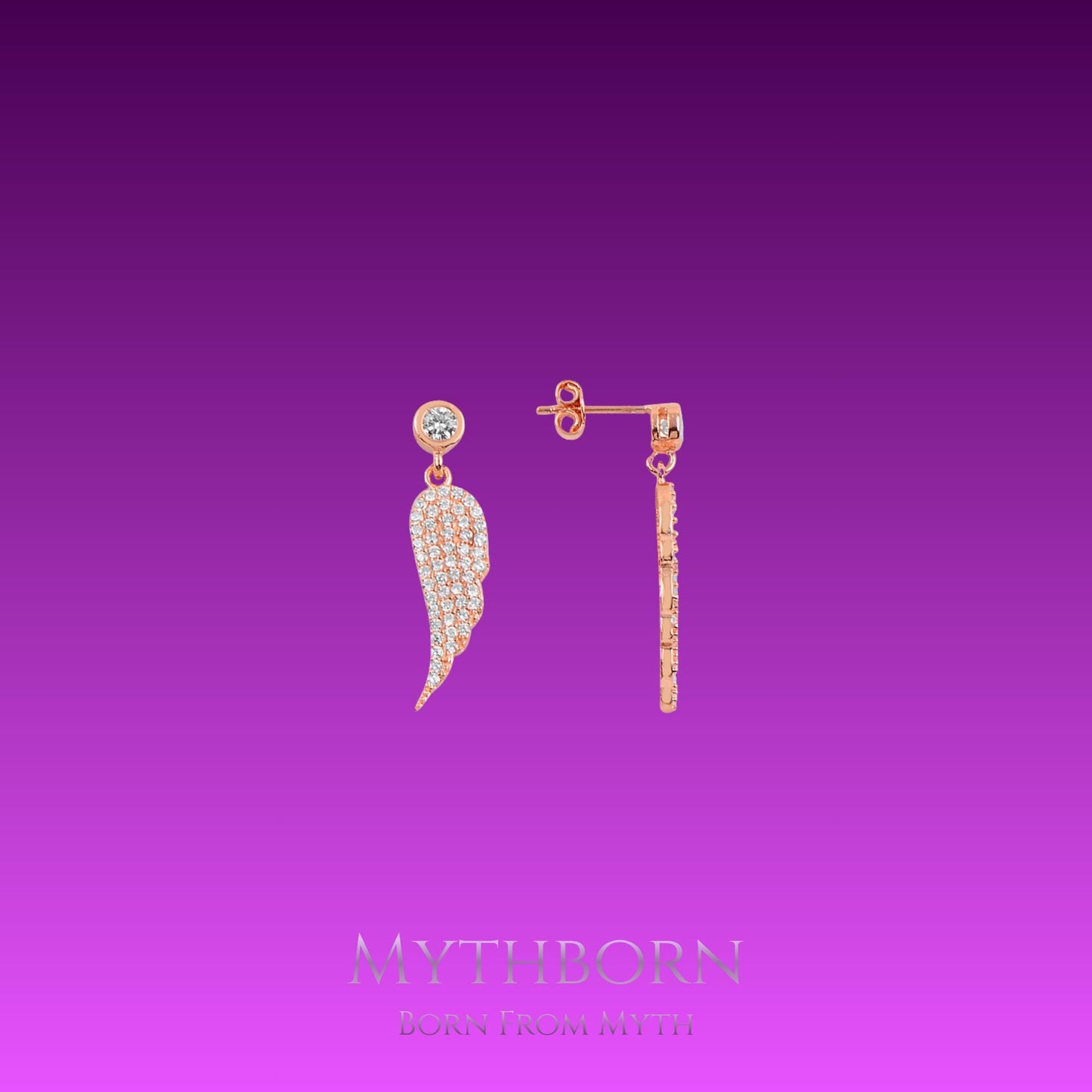 Angel Wing Drop Earrings with symbolic fine jewelry in 925 sterling silver
