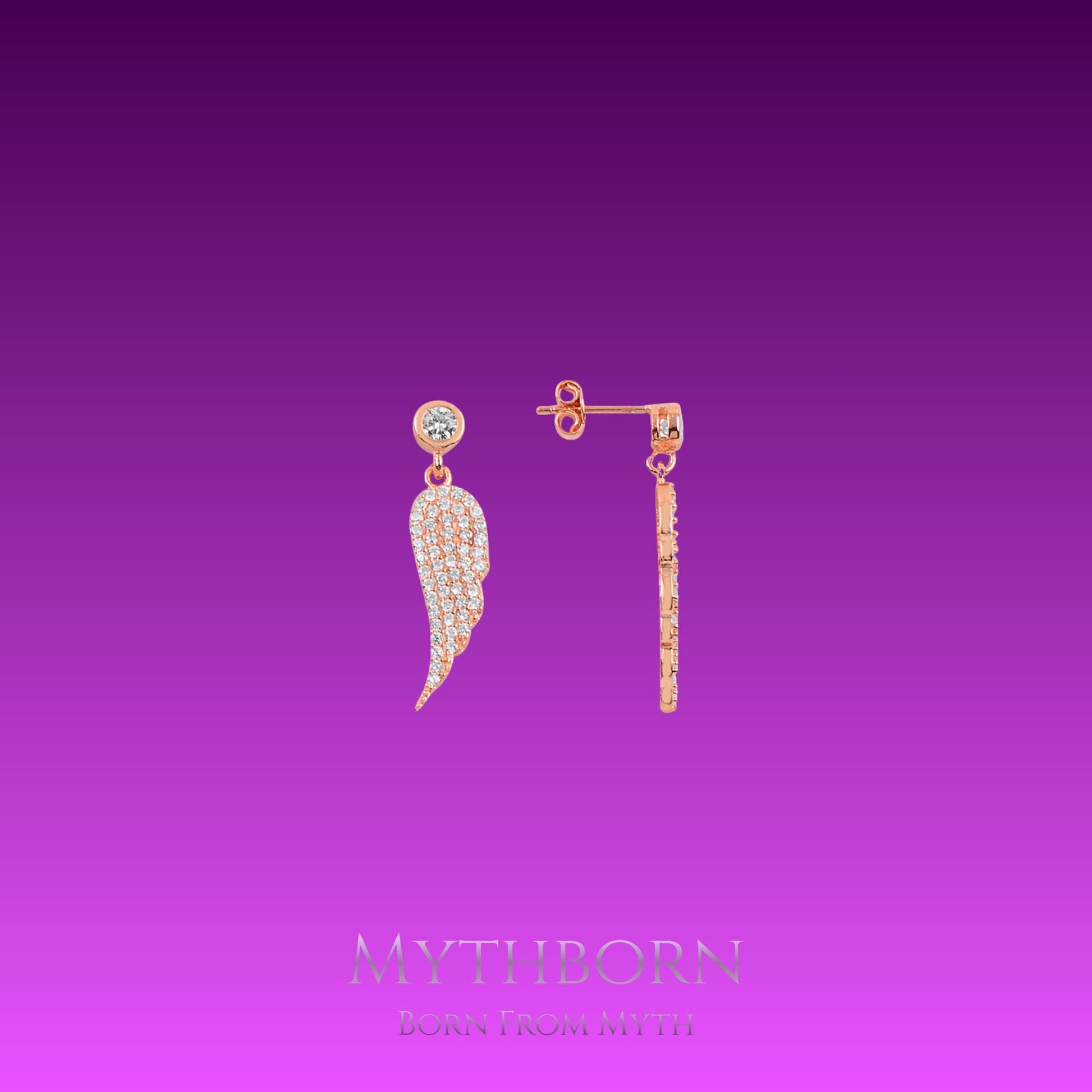 Angel Wing Drop Earrings with symbolic fine jewelry in 925 sterling silver