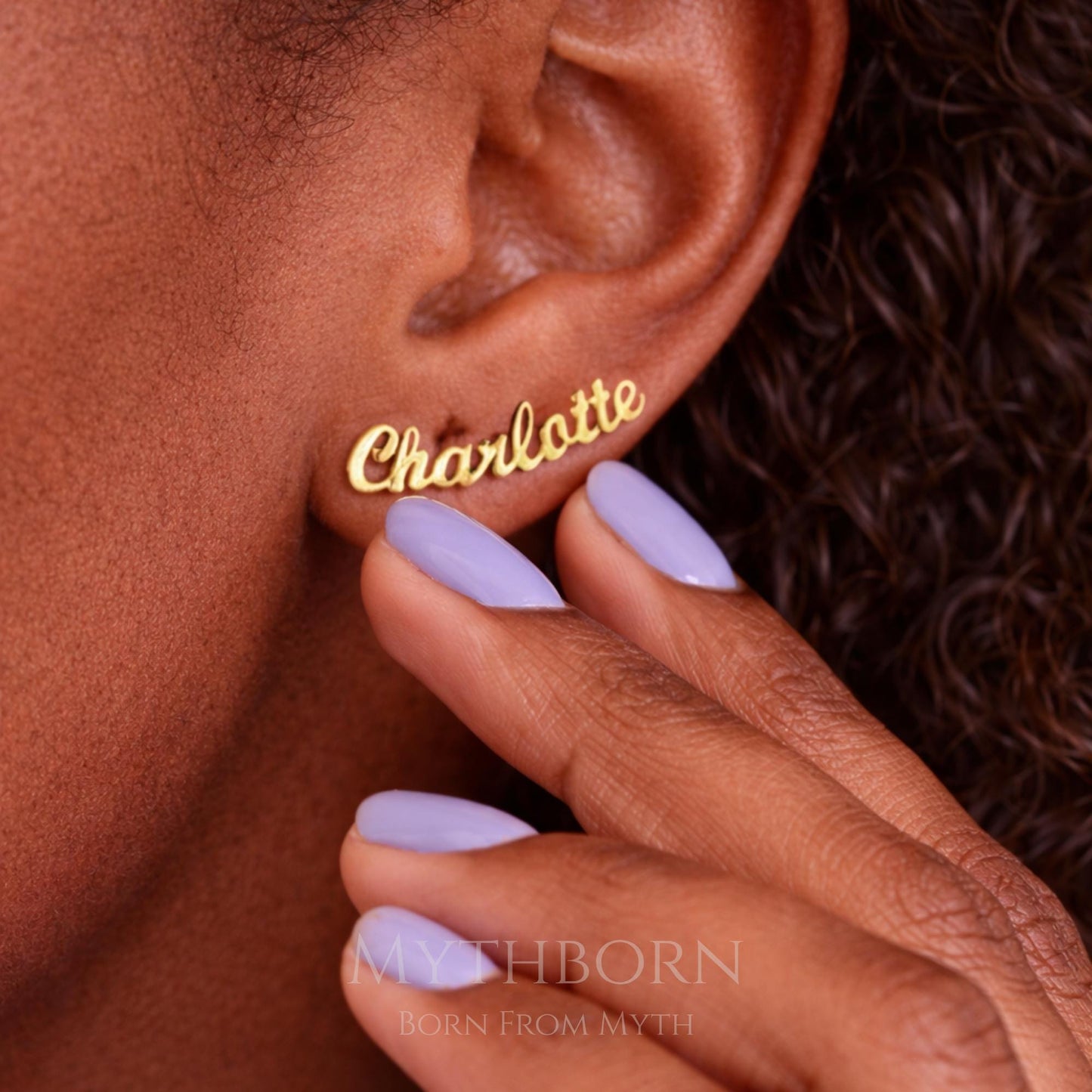 Personalized Name Earrings with custom script studs in 925 sterling silver