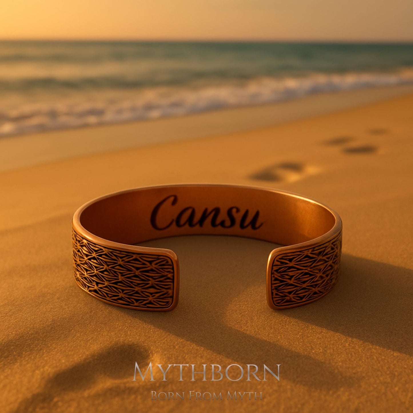 Personalized Copper Cuff Bracelet with hand-engraved keepsake in pure copper