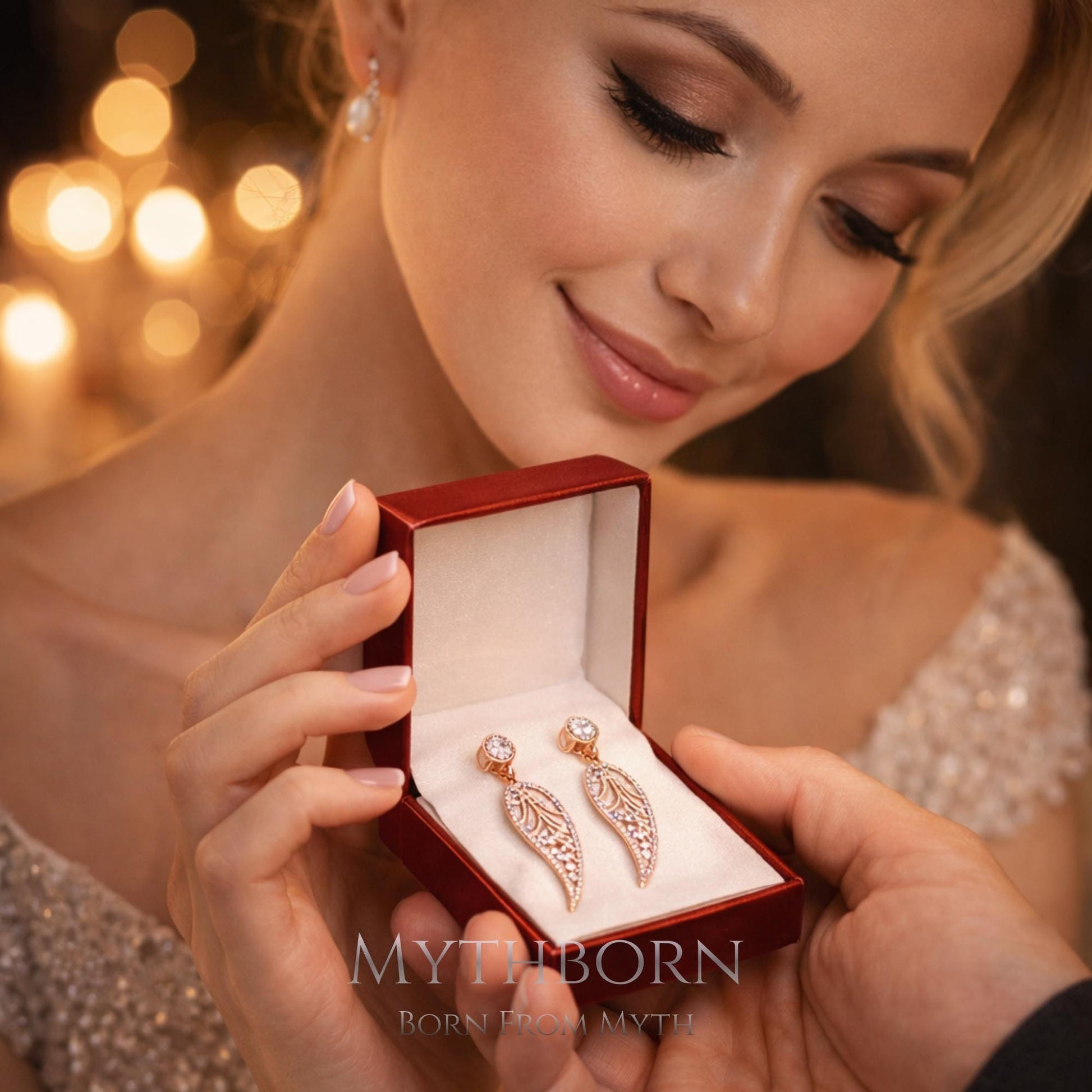 Angel Wing Drop Earrings with symbolic fine jewelry in 925 sterling silver