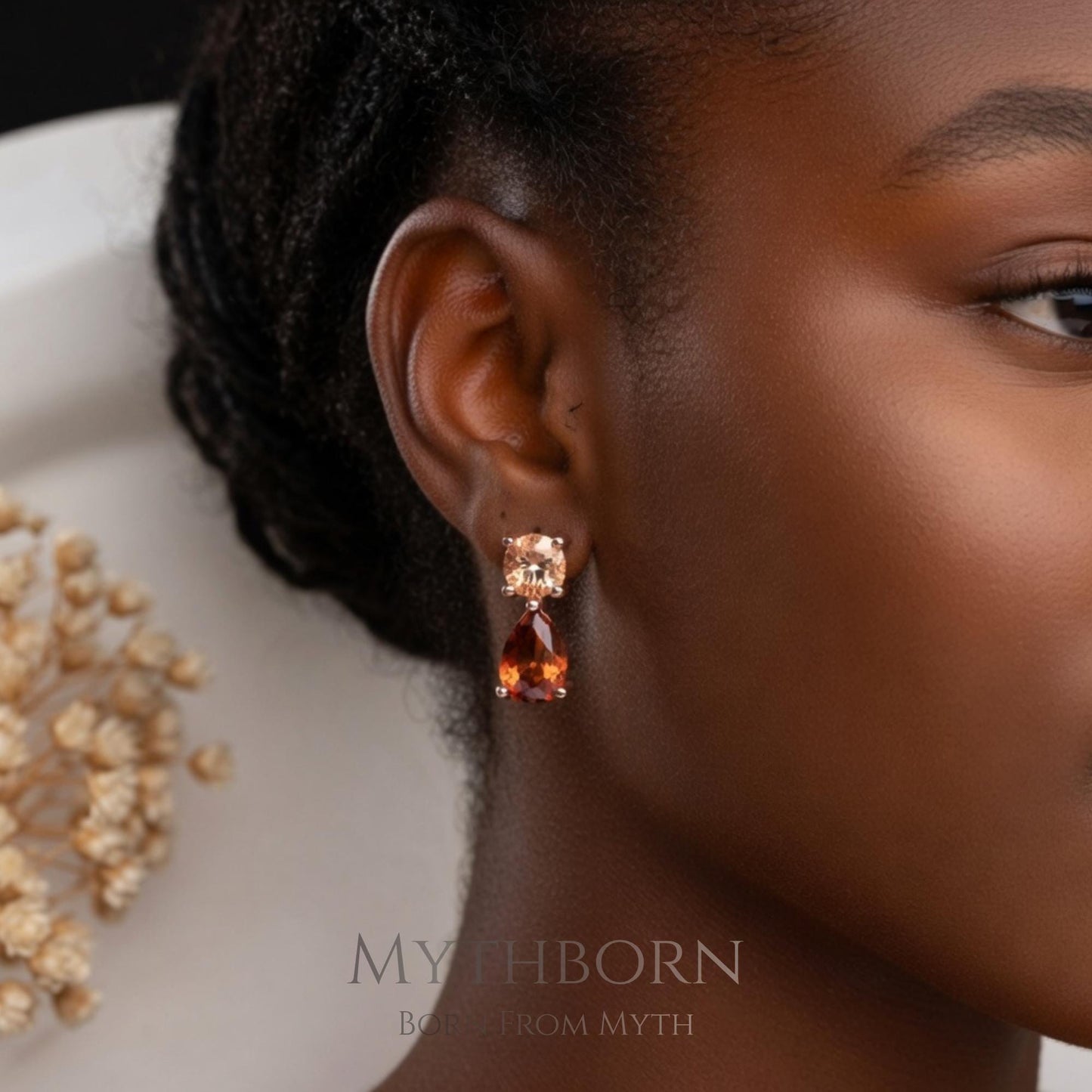Double Birthstone Stud Earrings with custom two-stone design in 925 sterling silver