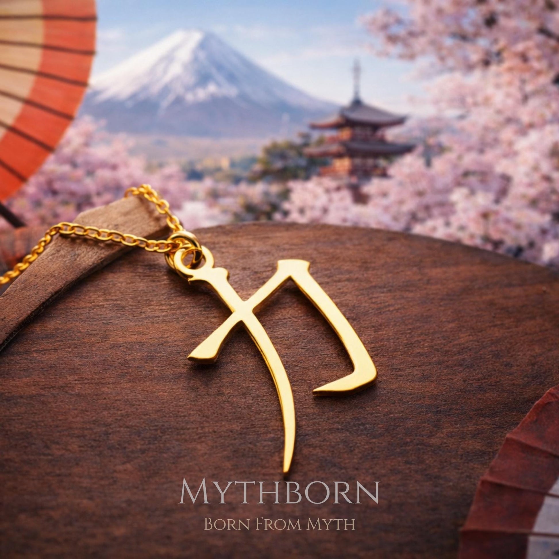 Kanji Strength Necklace with symbolic chikara pendant in 925 sterling silver