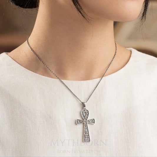 Ankh Necklace with egyptian protection pendant in 925 sterling silver