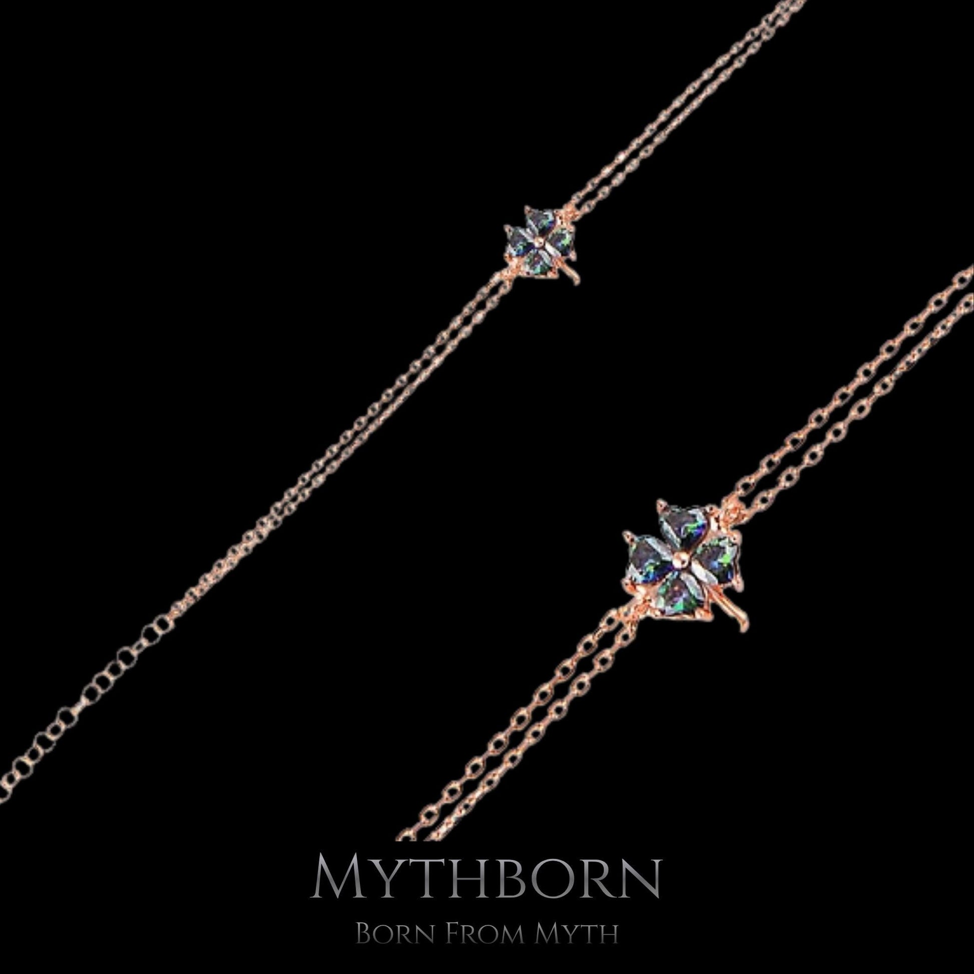 Mystic Topaz Clover Bracelet with lucky charm design in 925 sterling silver