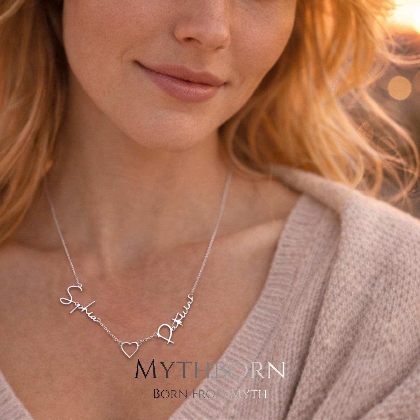 Personalized Name Necklace with signature script keepsake in 925 sterling silver