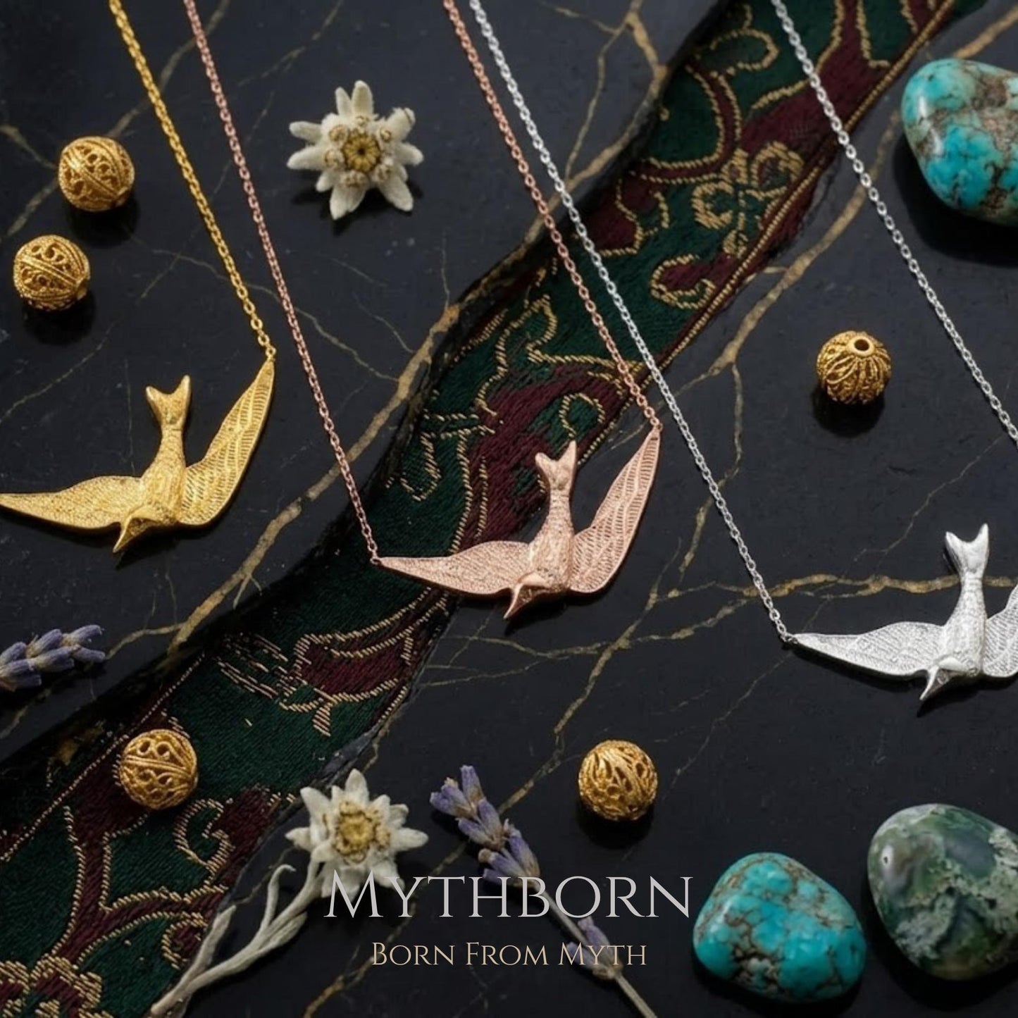 Swallow Bird Necklace with symbolic freedom pendant in 925 sterling silver