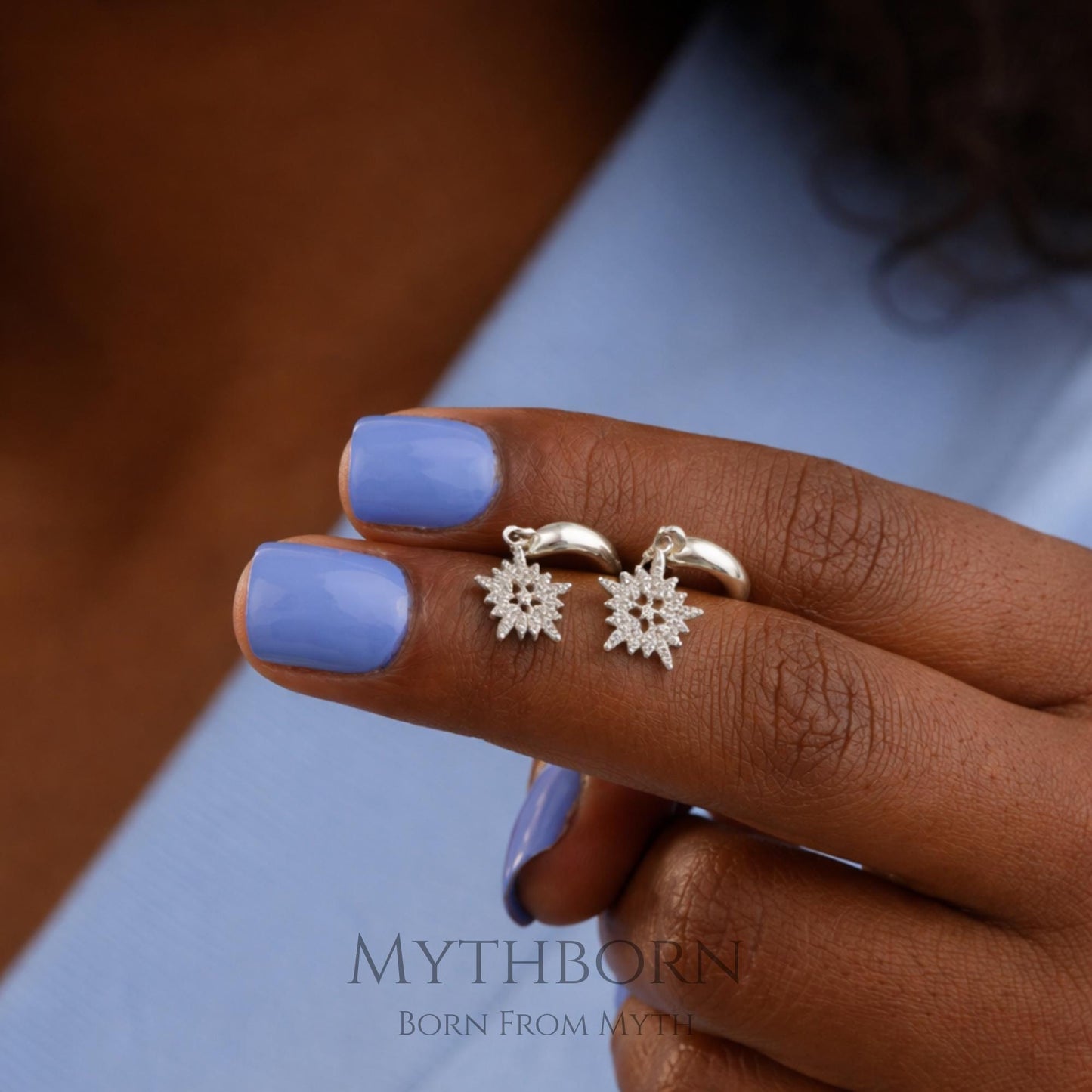Snowflake Drop Earrings with crystal winter sparkle in 925 sterling silver