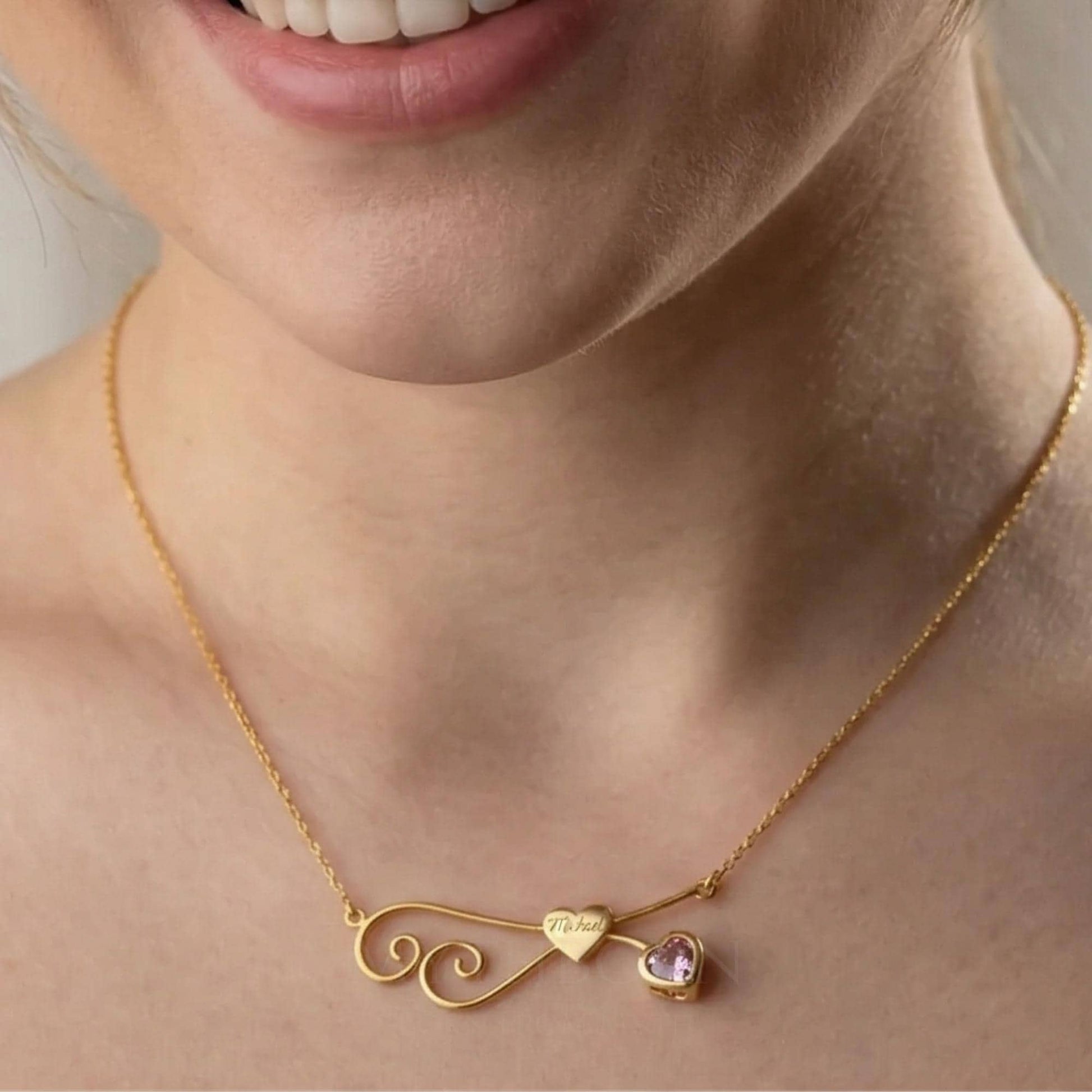 Personalized Heart Necklace with custom keepsake pendant in 925 sterling silver