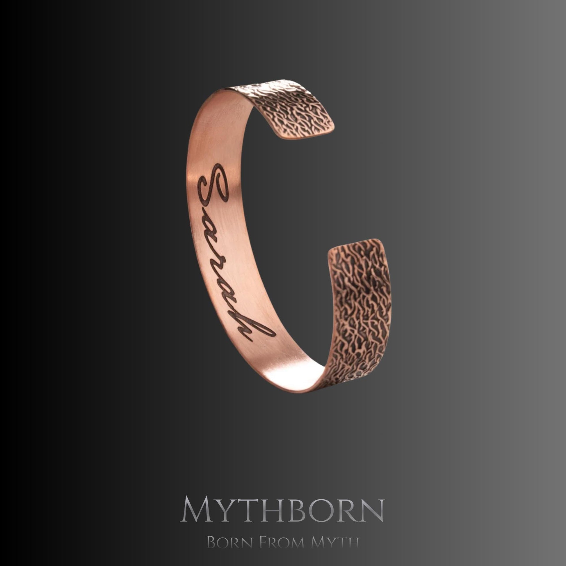 Personalized Copper Cuff Bracelet with hand-engraved keepsake in pure copper