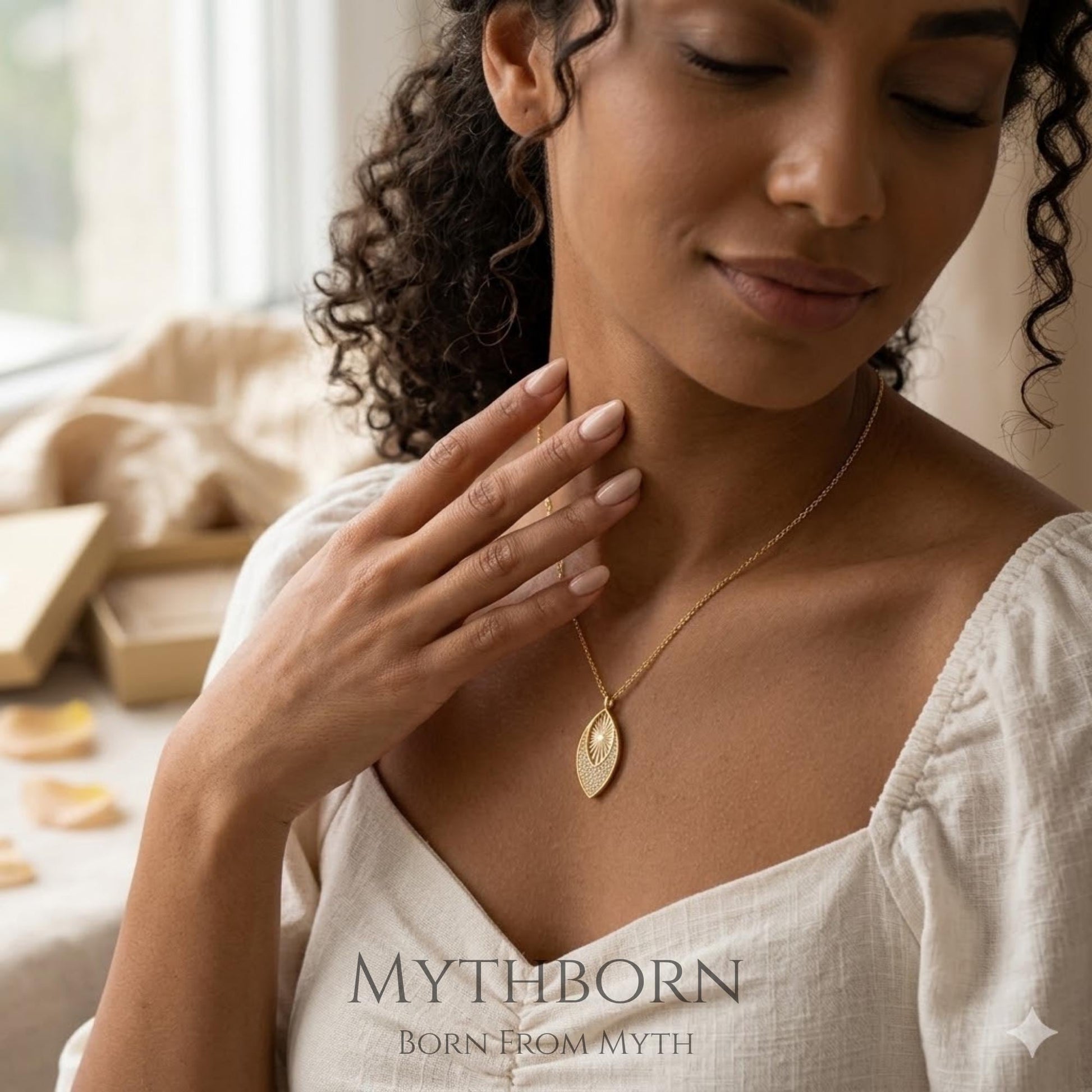 Oval Crystal Pendant Necklace with minimal everyday elegance in 925 sterling silver