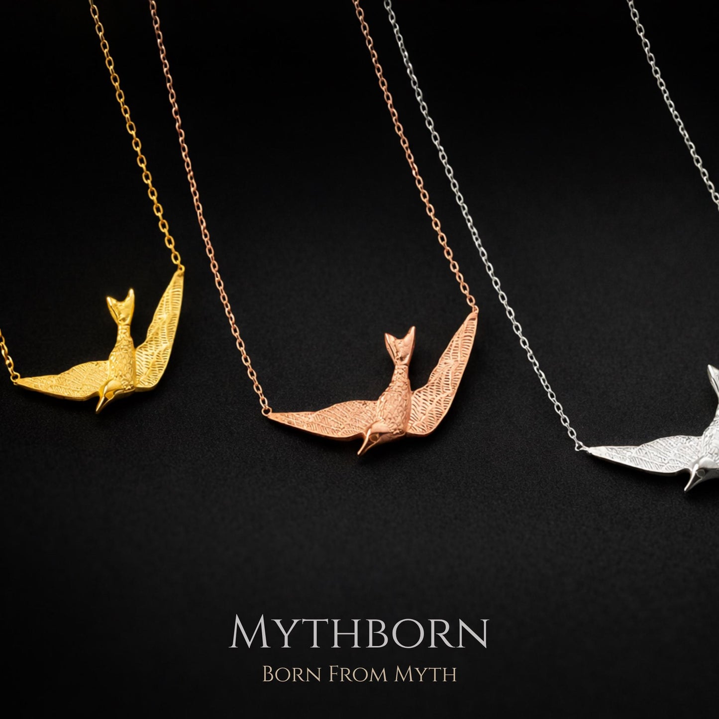 Swallow Bird Necklace with symbolic freedom pendant in 925 sterling silver