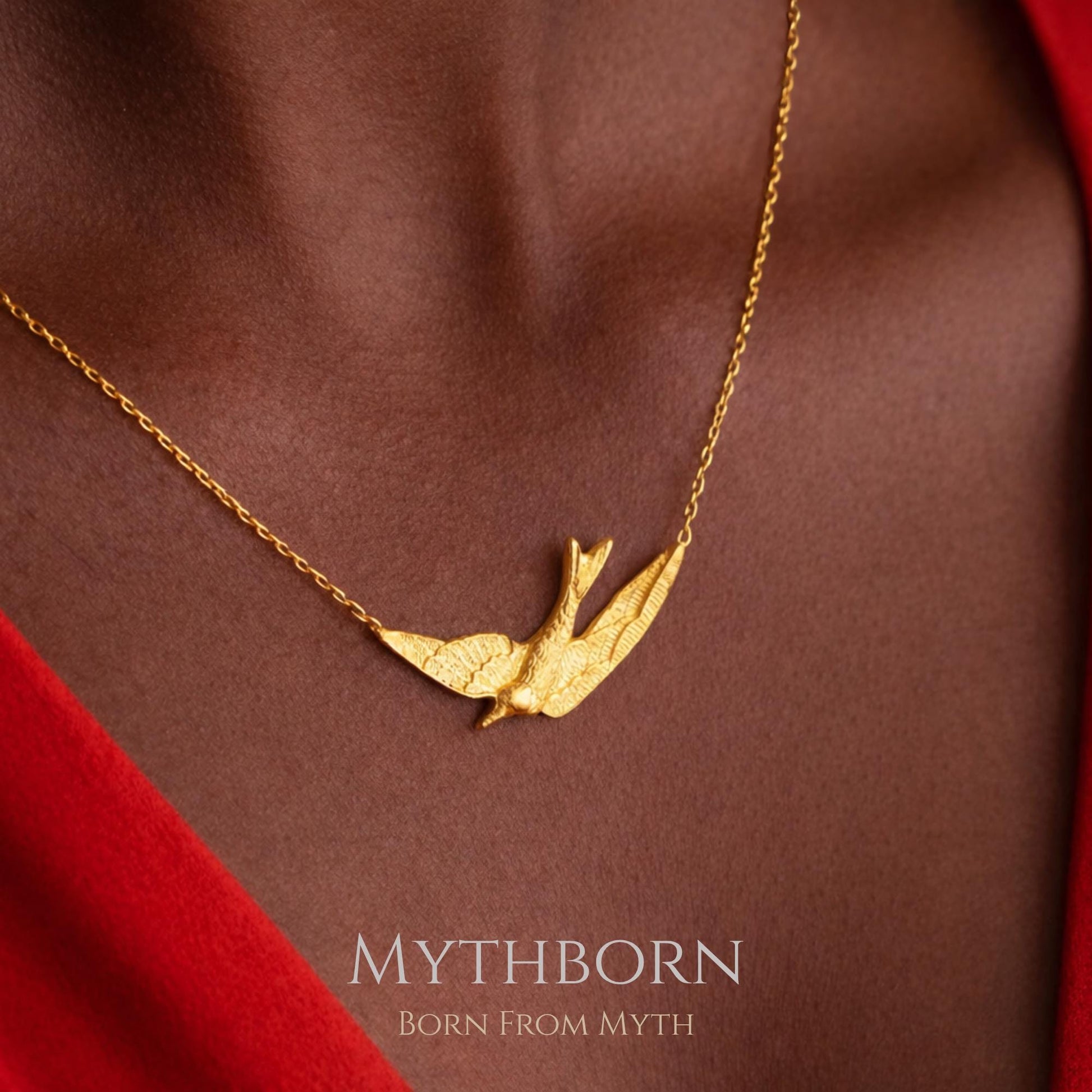 Swallow Bird Necklace with symbolic freedom pendant in 925 sterling silver