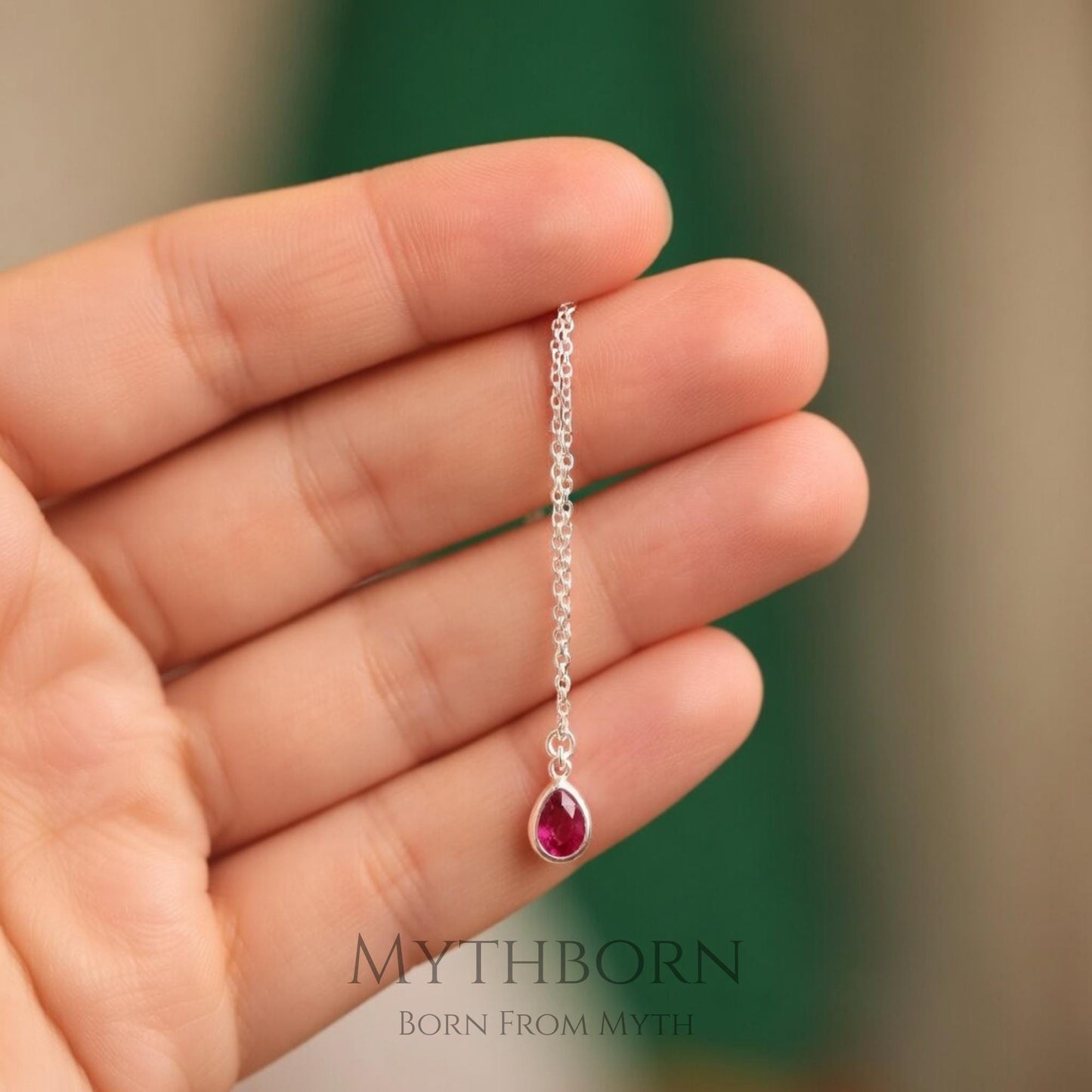 Chain Drop Birthstone Earrings with dainty personalized drops in 925 sterling silver