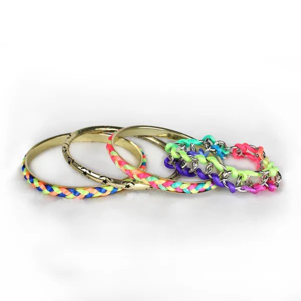 4Pcs Colorful Woven Burnished Gold Bracelets Set