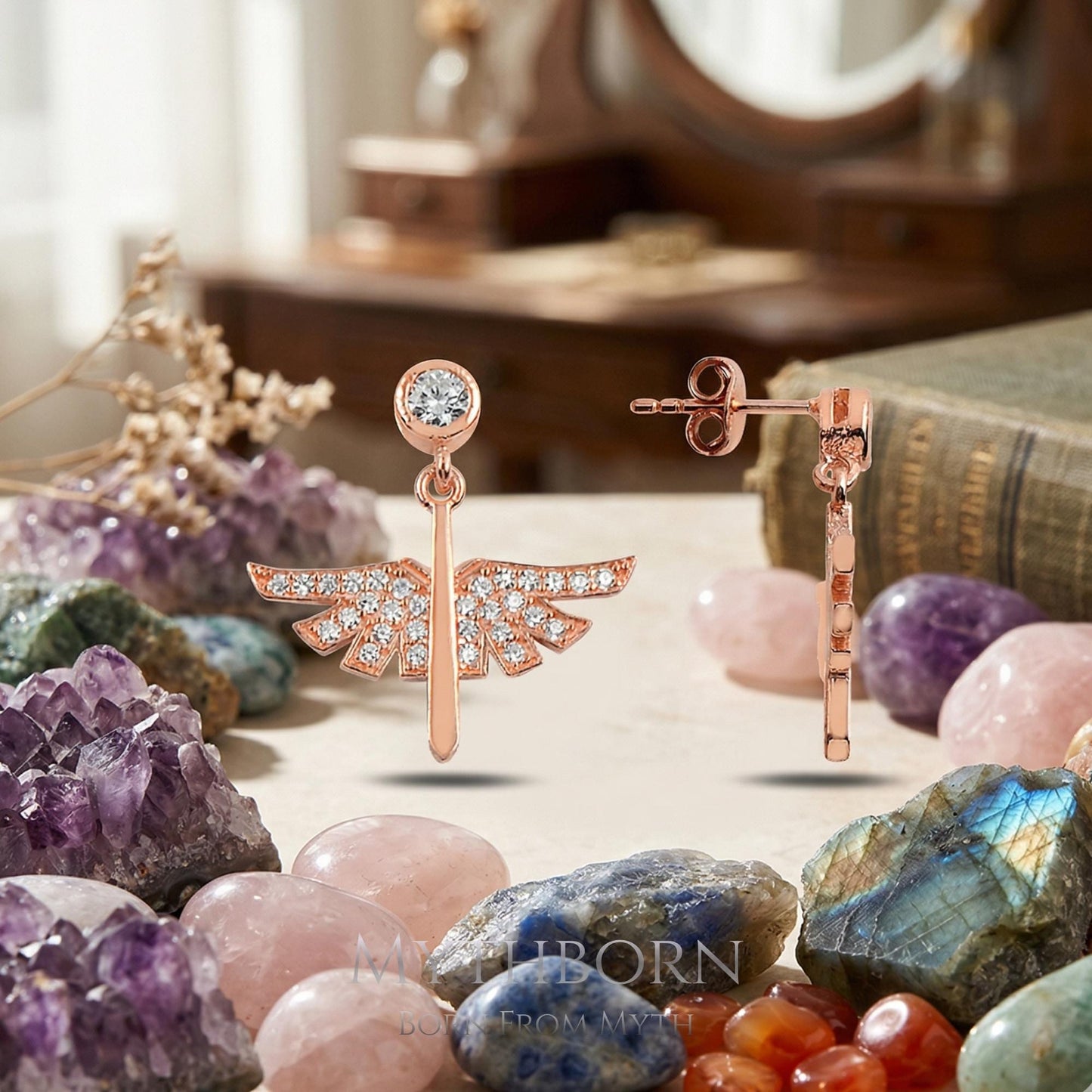 Archangel Wing Earrings with symbolic fine jewelry in 925 sterling silver
