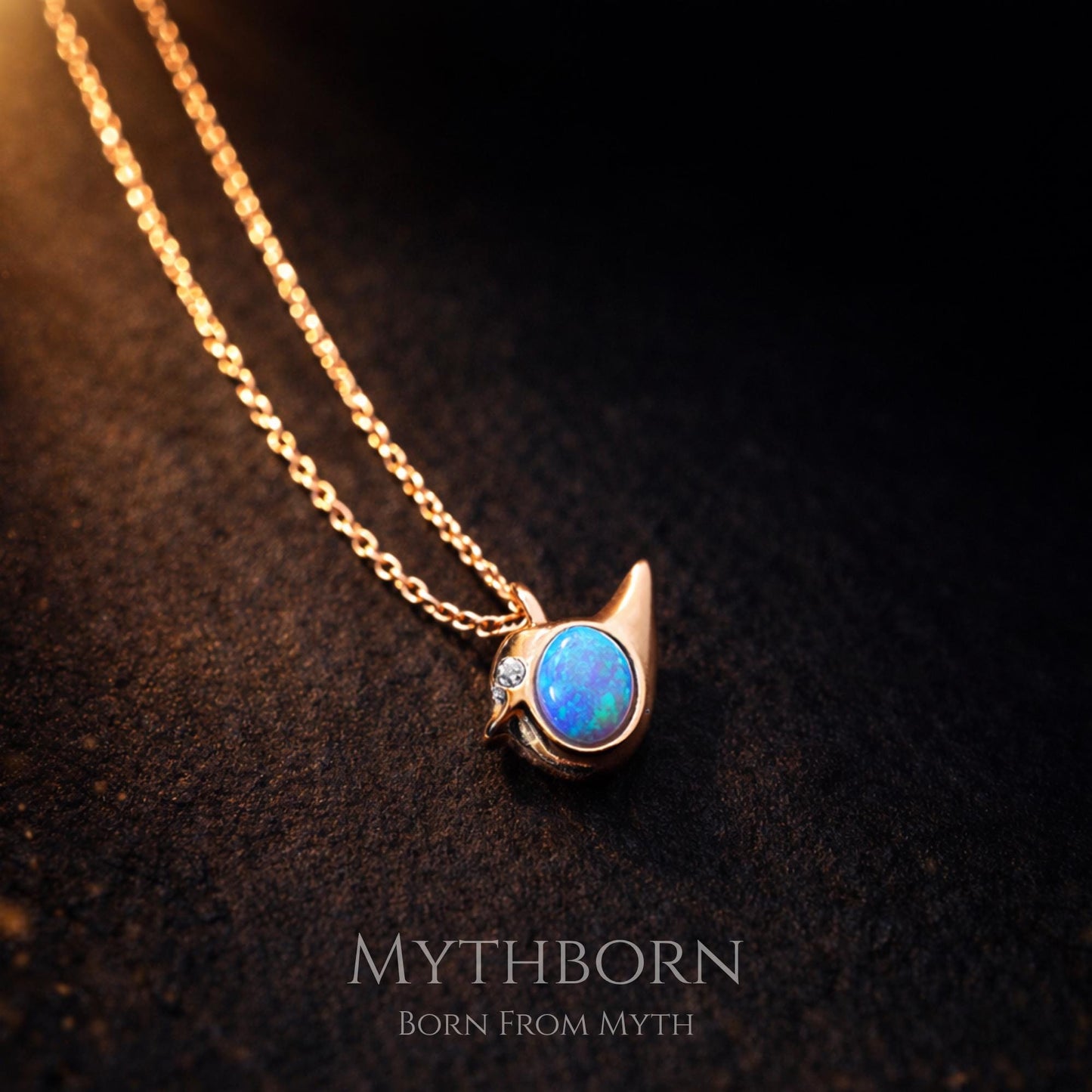 Opal Bird Necklace with dainty nature pendant in 925 sterling silver