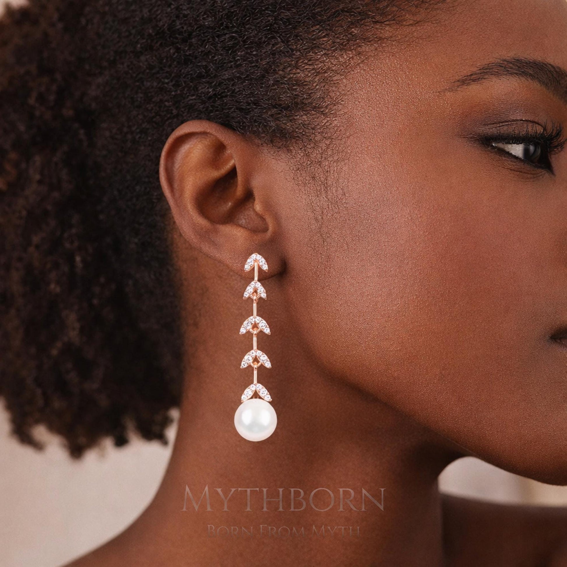 Pearl Drop Earrings with timeless bridal design in 925 sterling silver