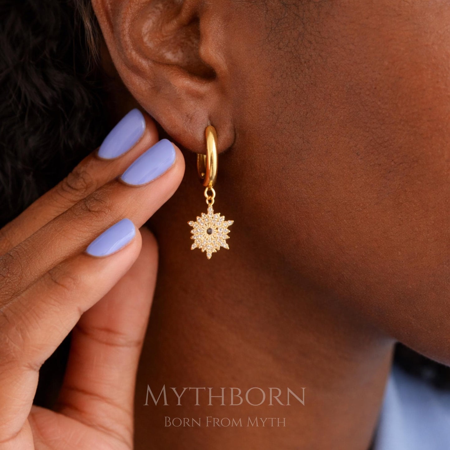 Snowflake Drop Earrings with crystal winter sparkle in 925 sterling silver
