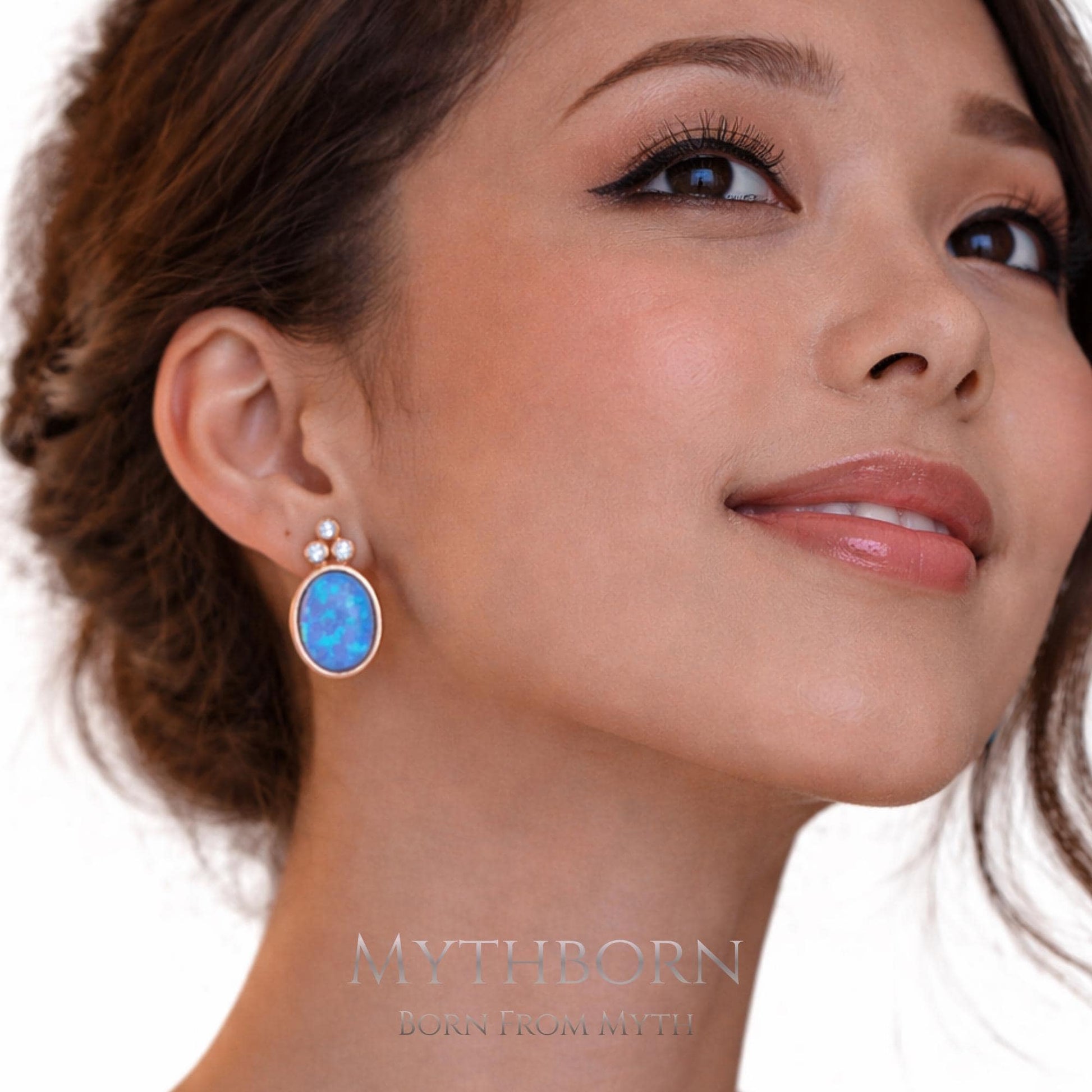 Oval Opal Stud Earrings with dainty everyday studs in 925 sterling silver