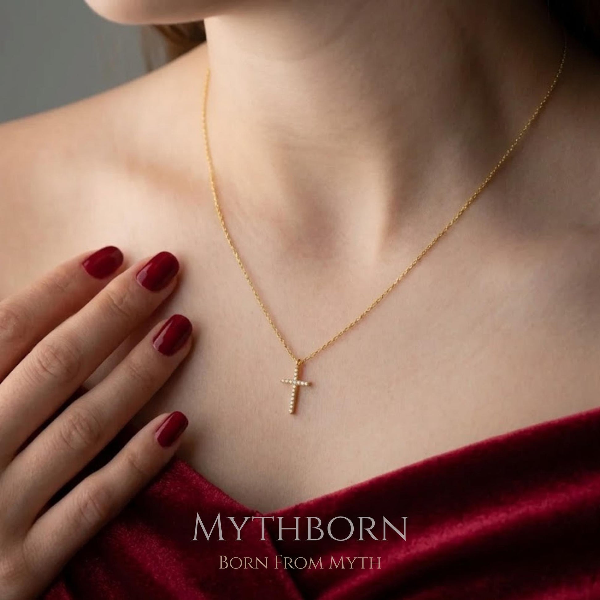 Pavé Cross Necklace with sparkling faith pendant in 925 sterling silver