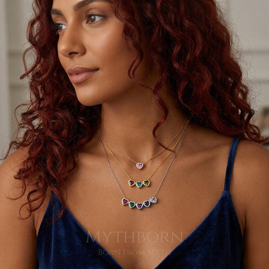 Personalized Heart Birthstone Necklace with custom keepsake in 925 sterling silver