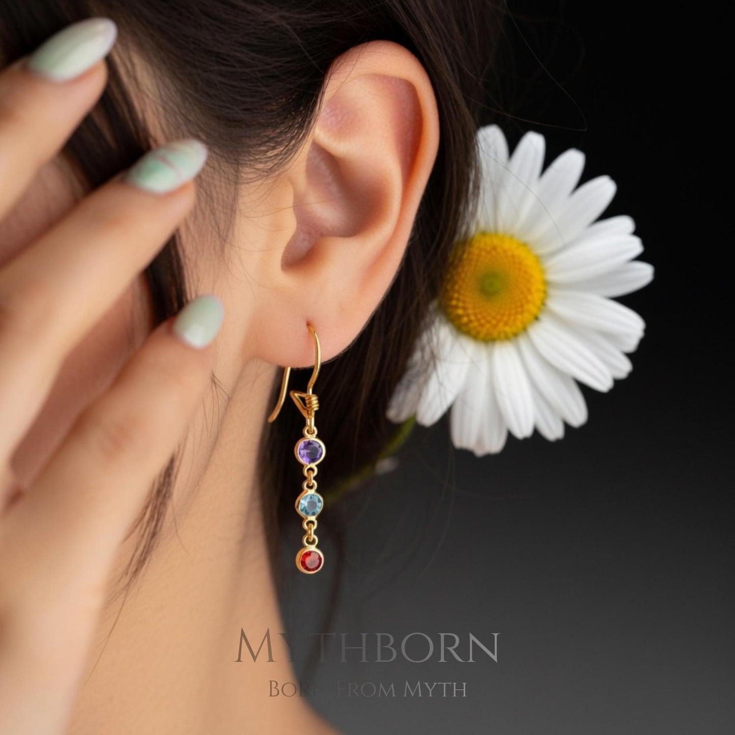 Dangle Birthstone Earrings with personalized family drops, meaningful gift