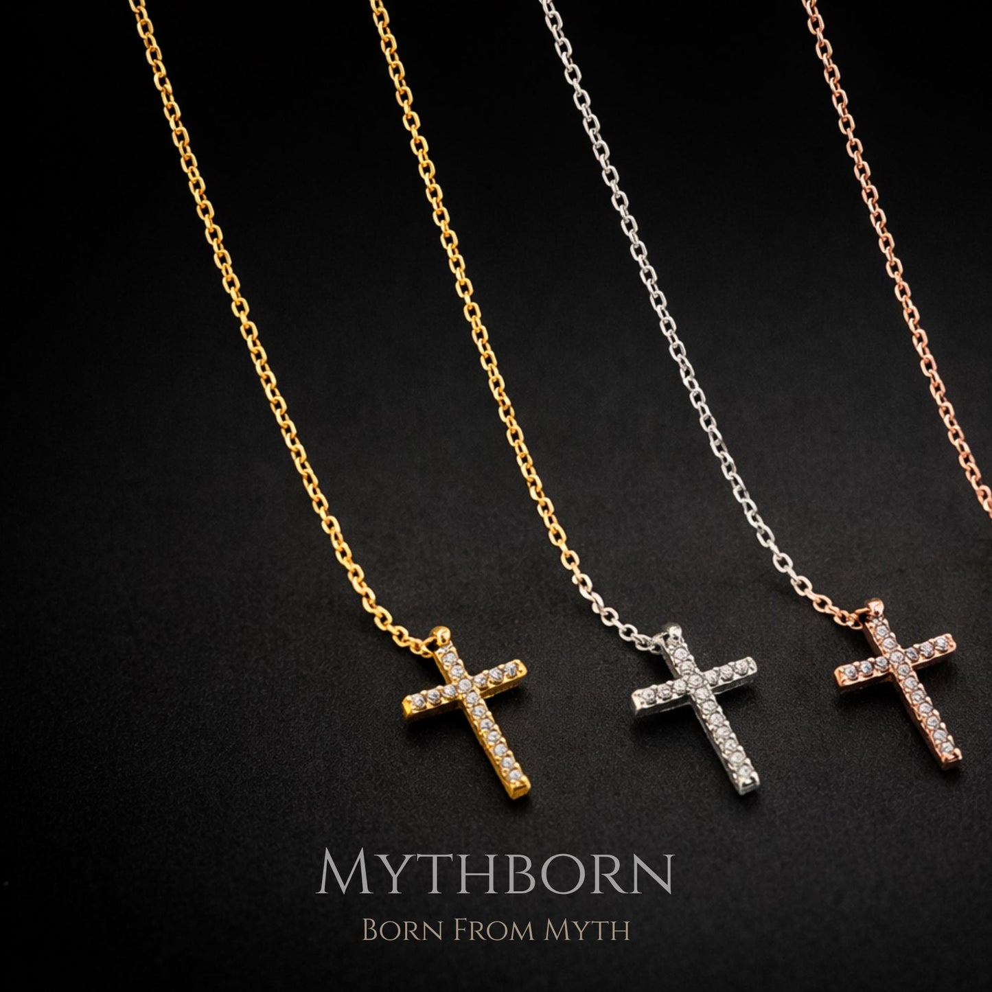 Pavé Cross Necklace with sparkling faith pendant in 925 sterling silver