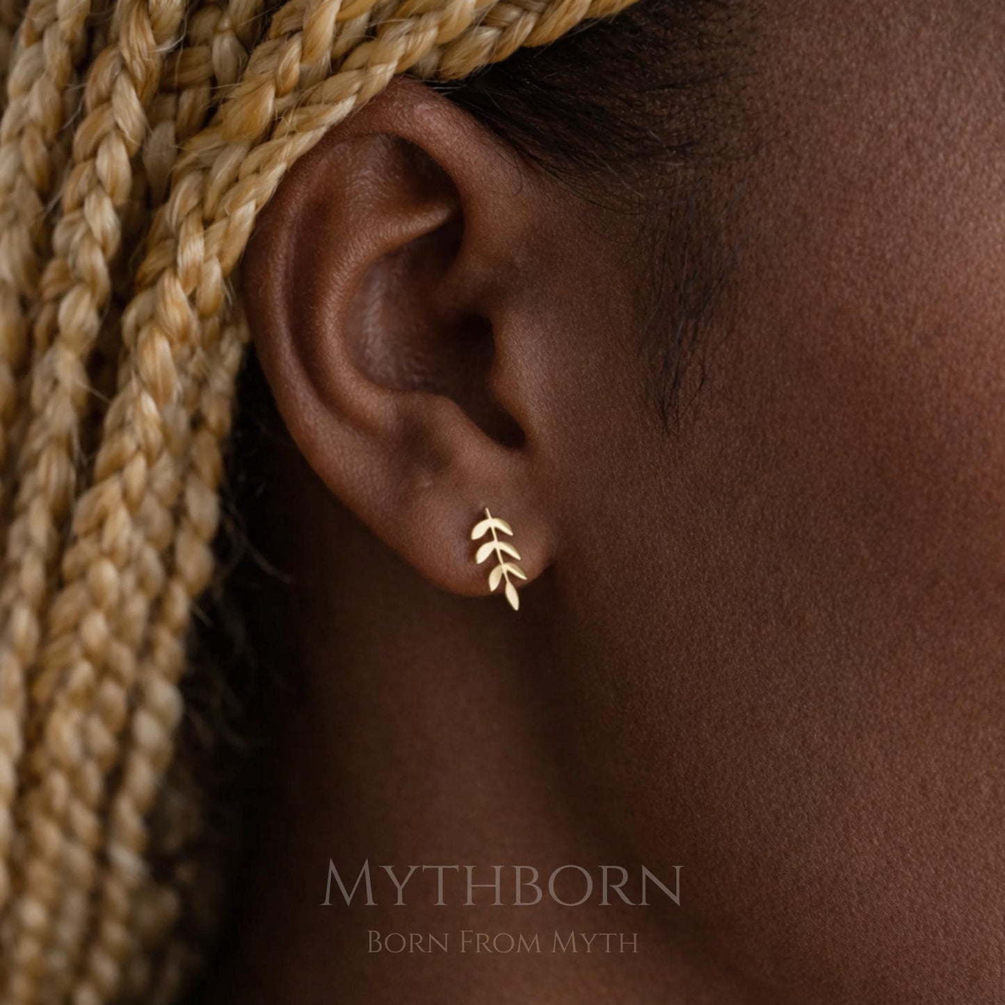 Olive Branch Stud Earrings with nature-inspired fine studs in 925 sterling silver