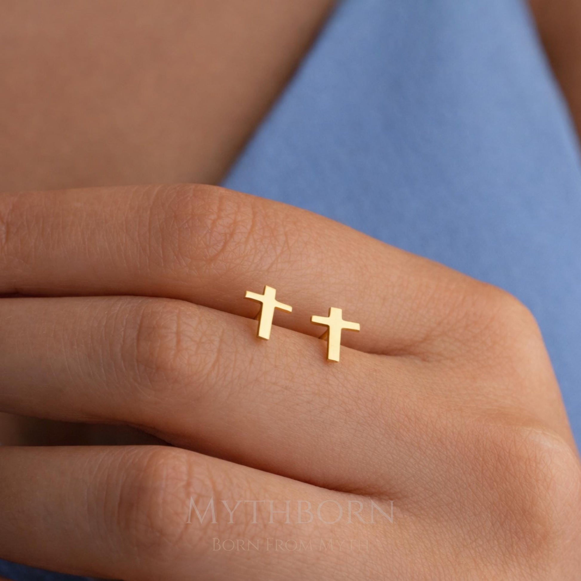Ankh Stud Earrings with ancient wisdom design in 925 sterling silver