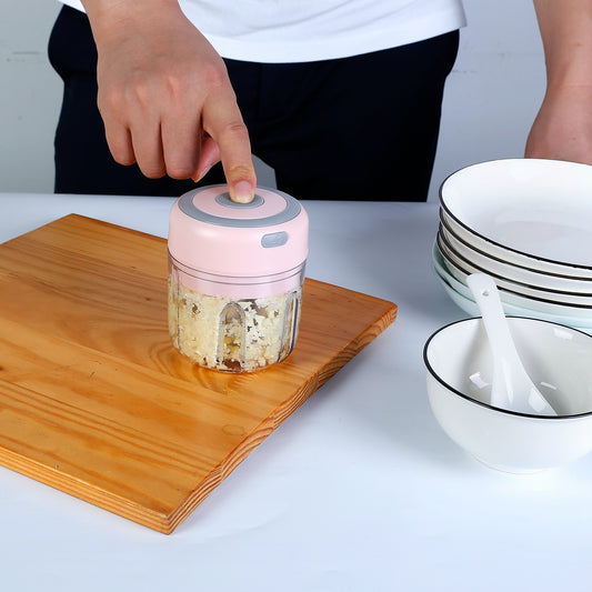 Mini Electric Garlic Chopper - Cordless Rechargeable Food Mincer 8.45OZ