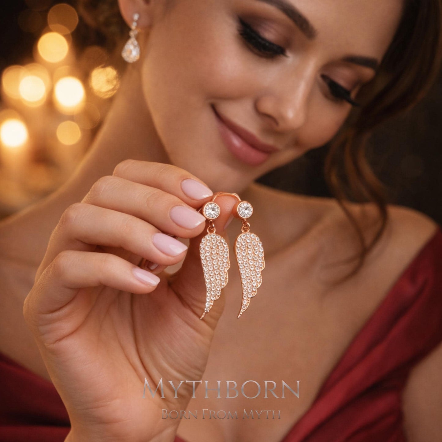 Angel Wing Drop Earrings with symbolic fine jewelry in 925 sterling silver