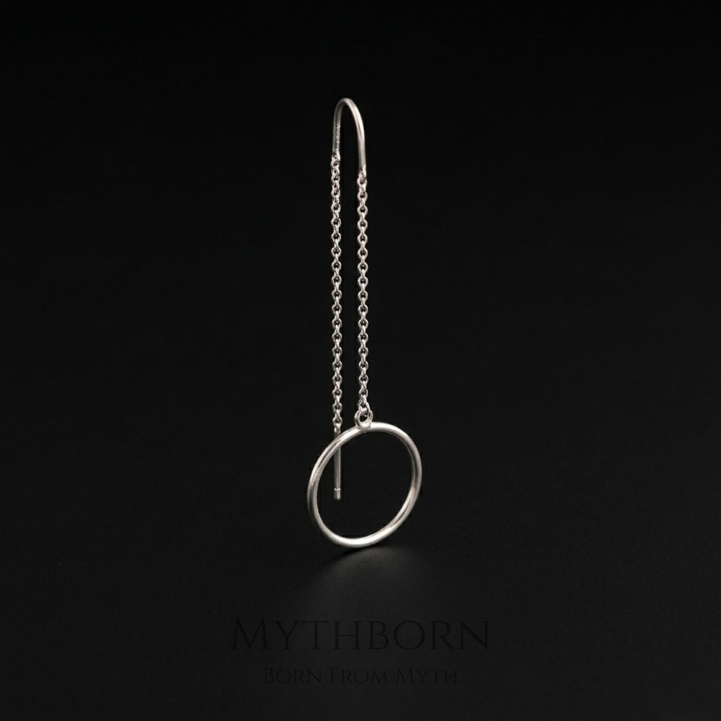 Circle Drop Earrings with geometric chain hoops in 925 sterling silver