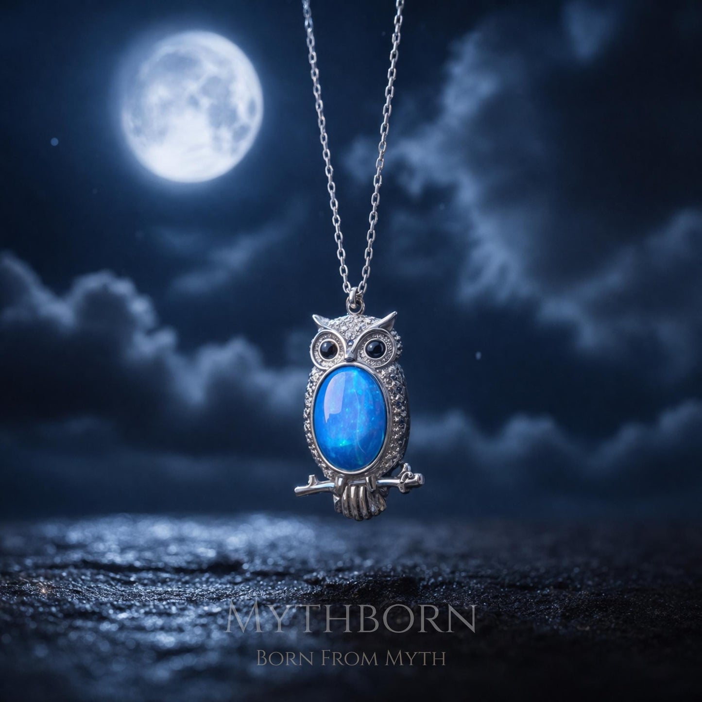 Opal Owl Necklace with nature-inspired pendant in 925 sterling silver