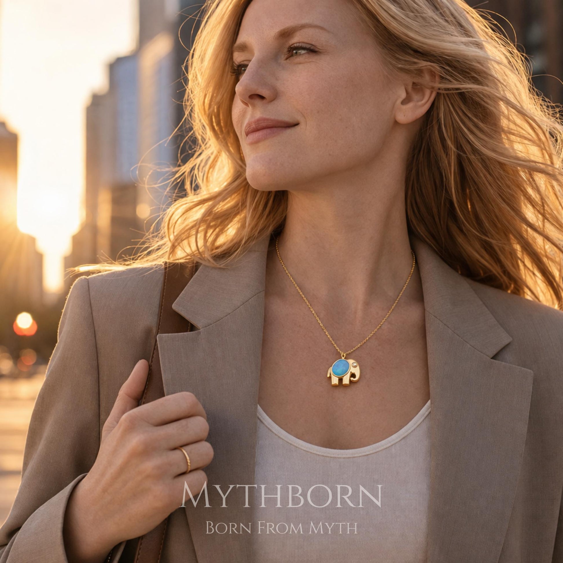 Opal Elephant Necklace with nature-inspired pendant in 925 sterling silver