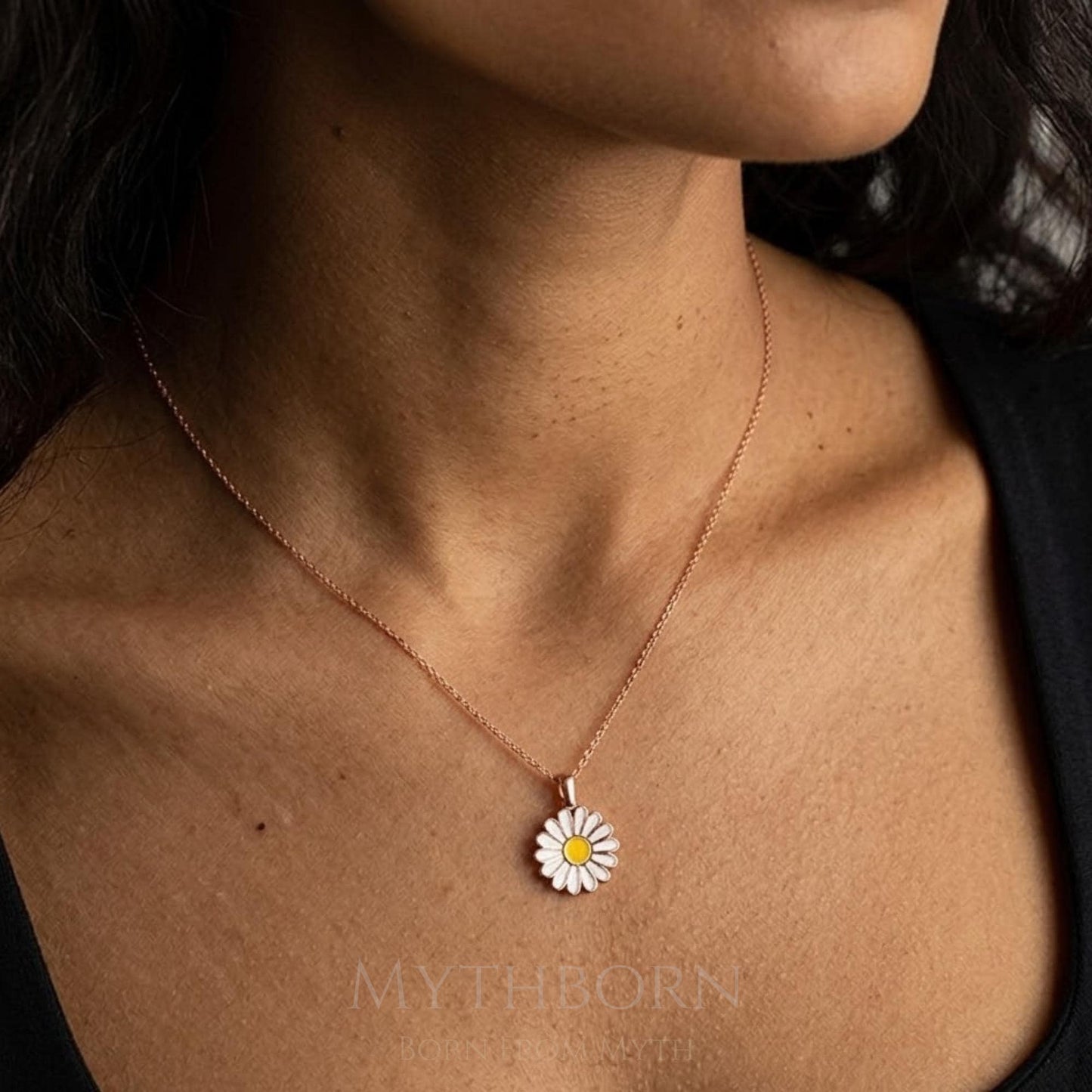 Personalized Daisy Locket Necklace with hidden name keepsake in 925 sterling silver