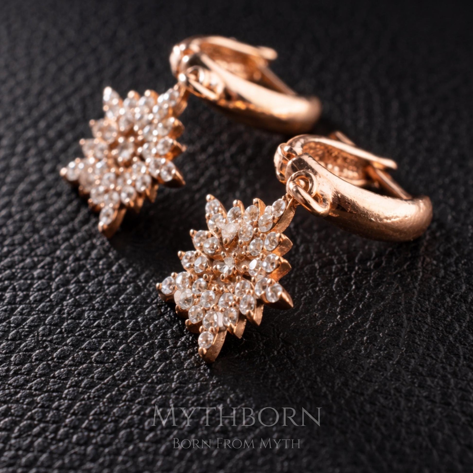 Snowflake Drop Earrings with crystal winter sparkle in 925 sterling silver