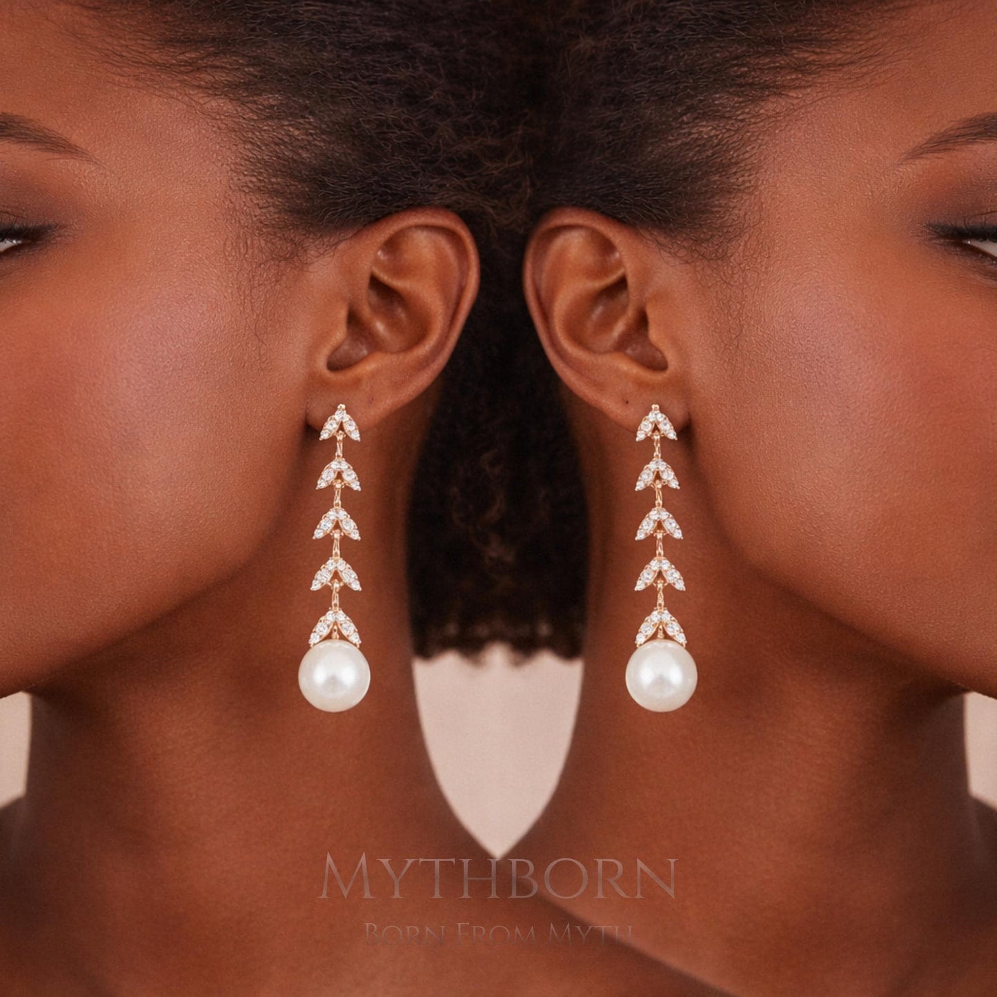 Pearl Drop Earrings with timeless bridal design in 925 sterling silver